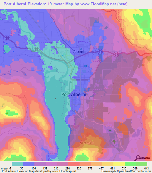 Port Alberni,Canada Elevation Map