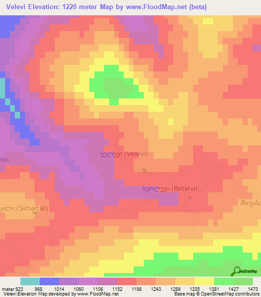 Velevi,Georgia Elevation Map