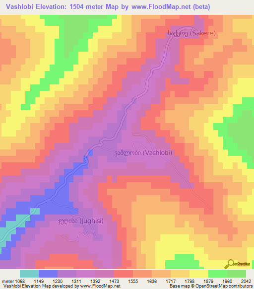 Vashlobi,Georgia Elevation Map
