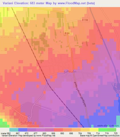 Variani,Georgia Elevation Map