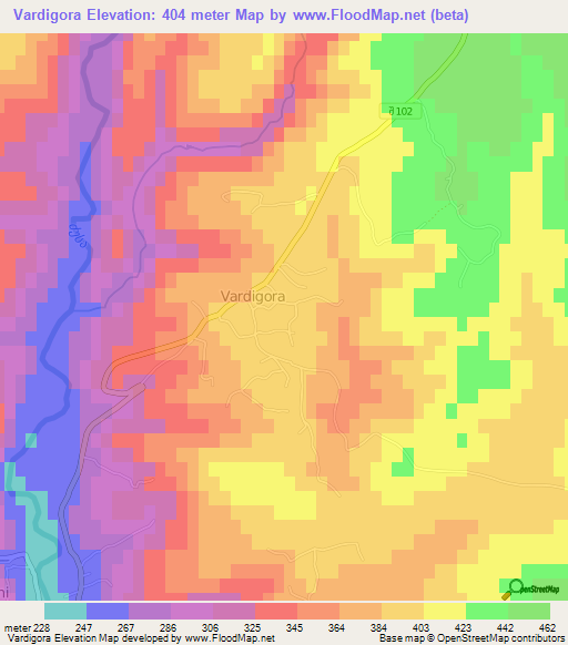 Vardigora,Georgia Elevation Map