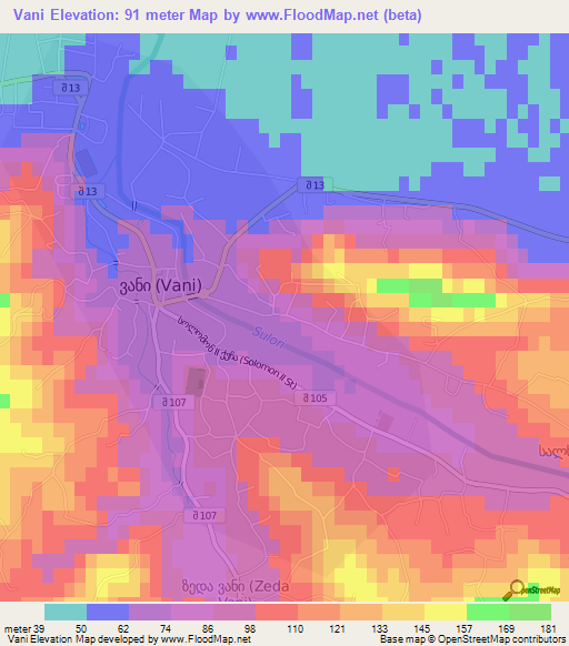 Vani,Georgia Elevation Map
