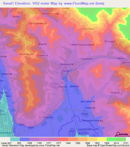 Vanat'i,Georgia Elevation Map