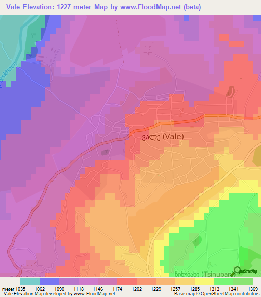 Vale,Georgia Elevation Map