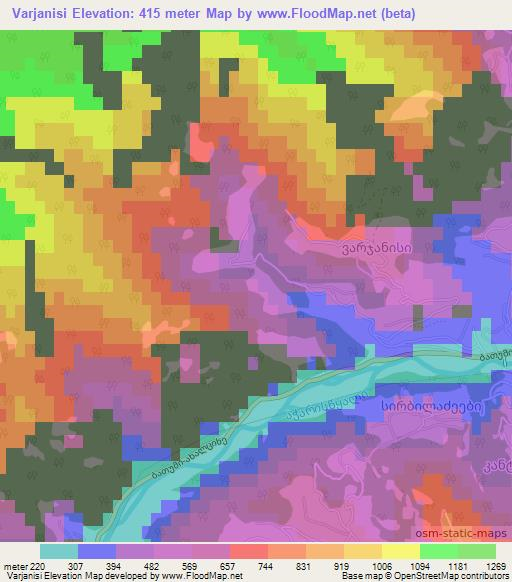 Varjanisi,Georgia Elevation Map