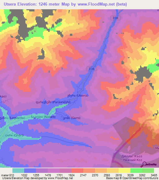 Utsera,Georgia Elevation Map