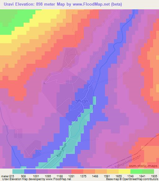 Uravi,Georgia Elevation Map