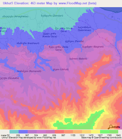 Ukhut'i,Georgia Elevation Map