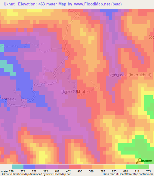 Ukhut'i,Georgia Elevation Map
