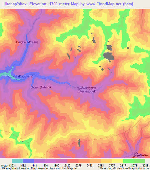 Ukanap'shavi,Georgia Elevation Map
