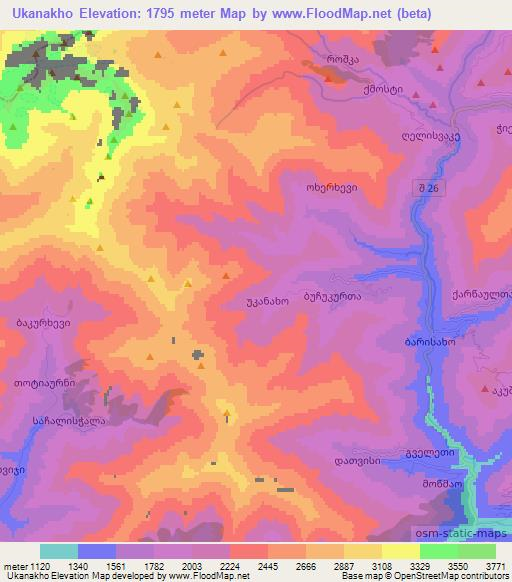 Ukanakho,Georgia Elevation Map