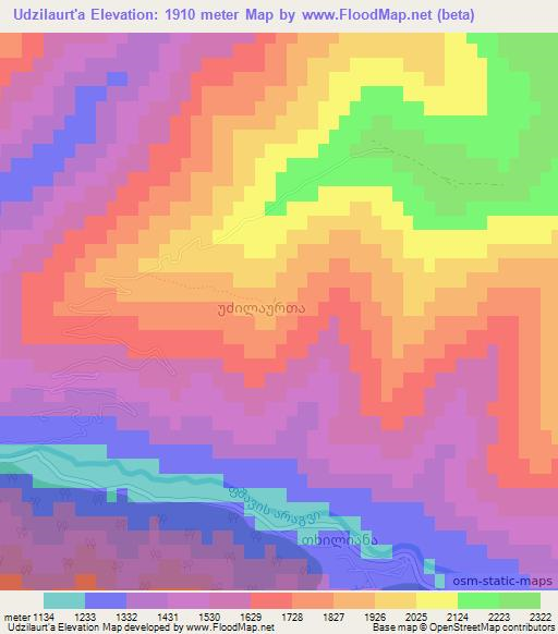 Udzilaurt'a,Georgia Elevation Map