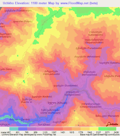 Uchkho,Georgia Elevation Map