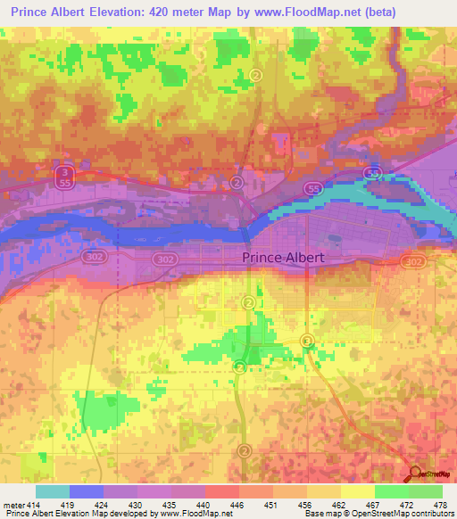 Prince Albert,Canada Elevation Map