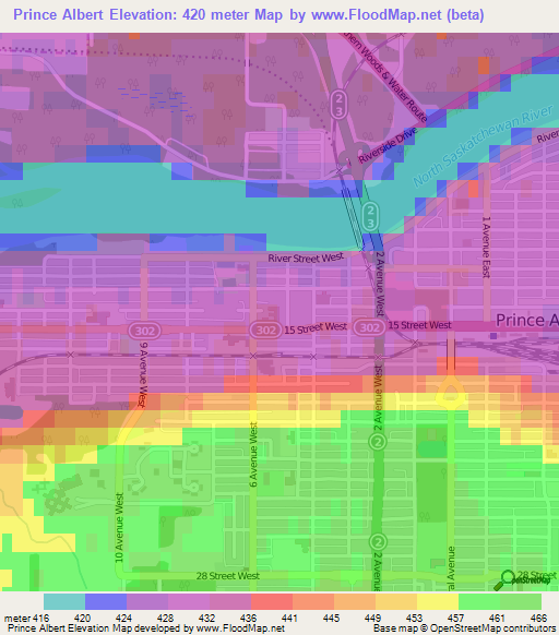 Prince Albert,Canada Elevation Map