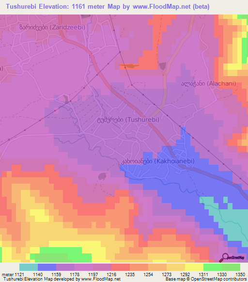 Tushurebi,Georgia Elevation Map