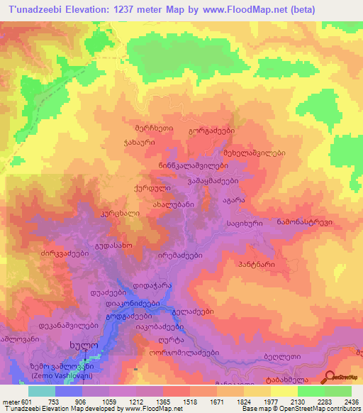 T'unadzeebi,Georgia Elevation Map