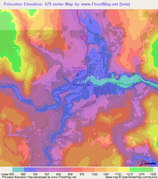 Princeton,Canada Elevation Map