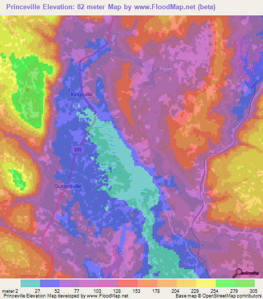 Princeville,Canada Elevation Map