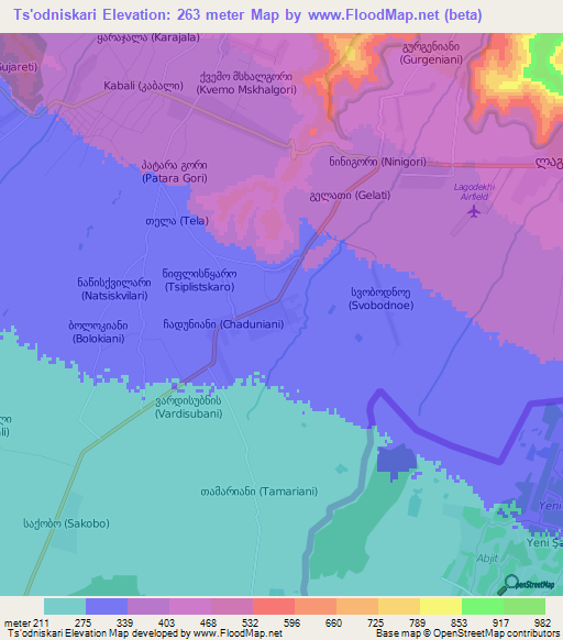 Ts'odniskari,Georgia Elevation Map