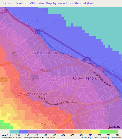 Tsnori,Georgia Elevation Map
