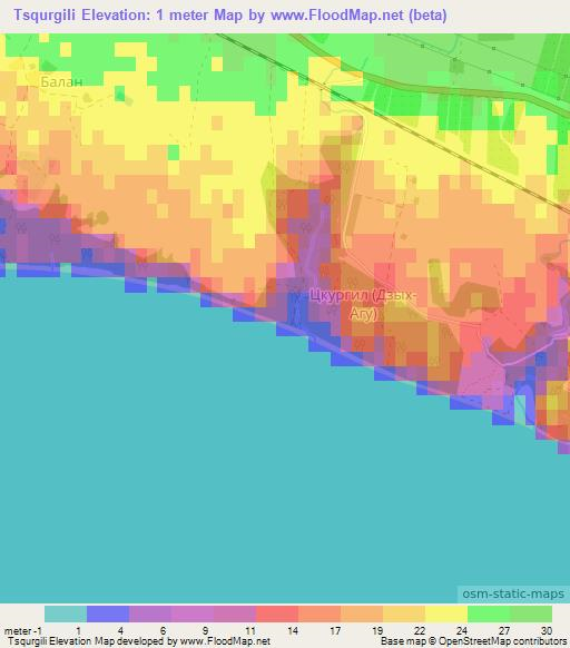 Tsqurgili,Georgia Elevation Map