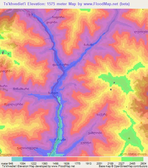 Ts'khvediet'i,Georgia Elevation Map