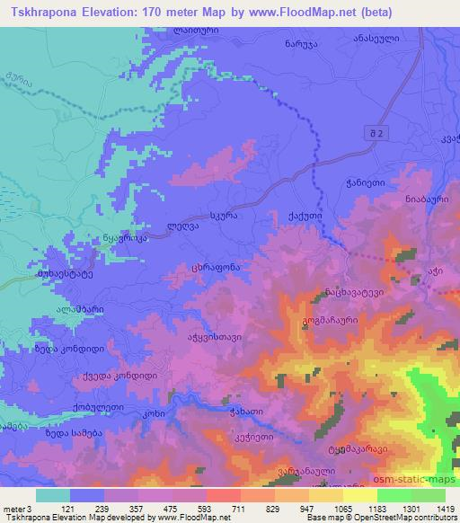 Tskhrapona,Georgia Elevation Map