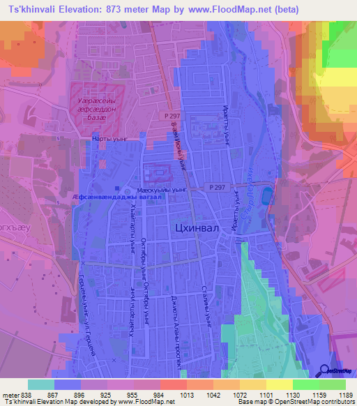 Ts'khinvali,Georgia Elevation Map