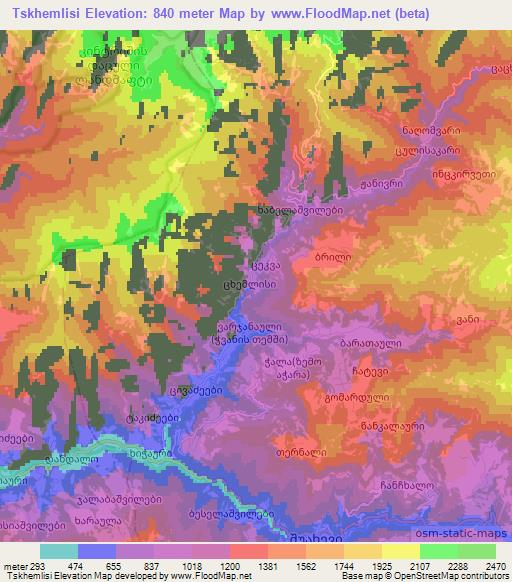 Tskhemlisi,Georgia Elevation Map