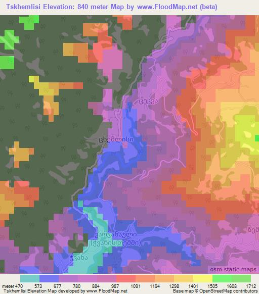 Tskhemlisi,Georgia Elevation Map