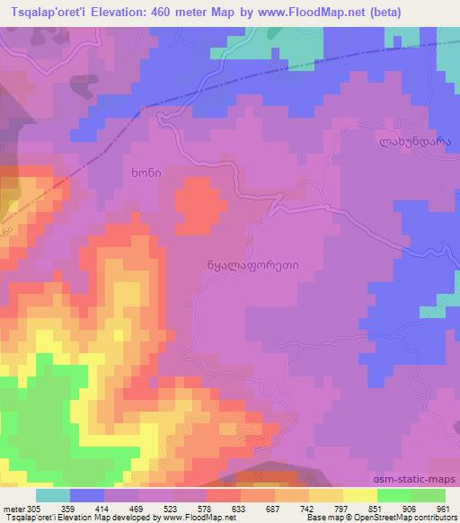 Tsqalap'oret'i,Georgia Elevation Map