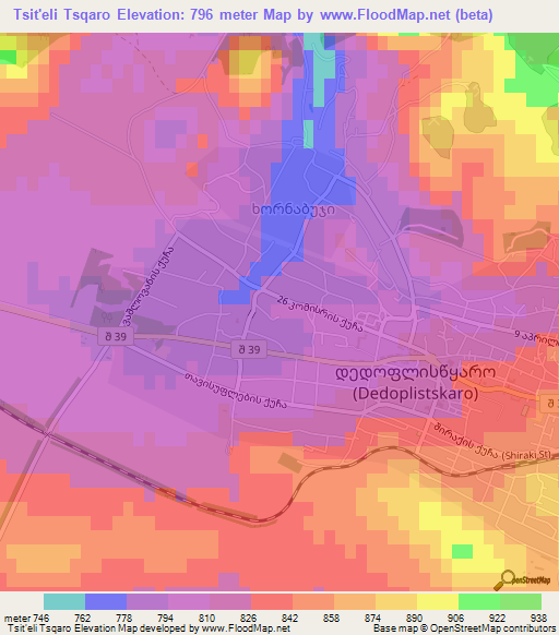 Tsit'eli Tsqaro,Georgia Elevation Map