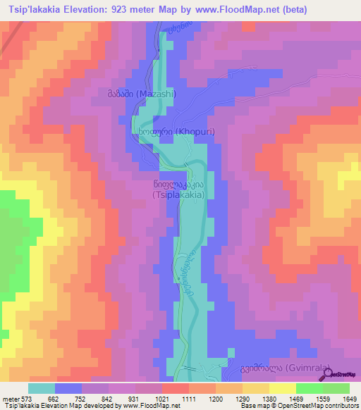 Tsip'lakakia,Georgia Elevation Map