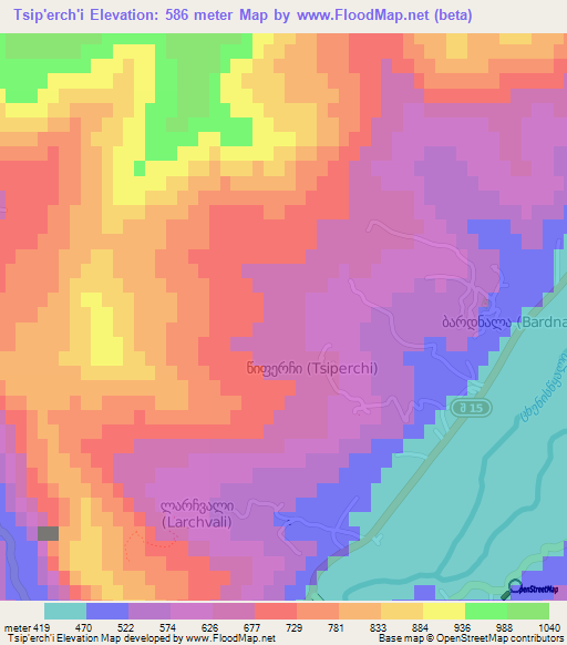 Tsip'erch'i,Georgia Elevation Map