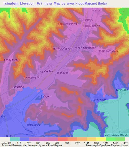 Tsinubani,Georgia Elevation Map