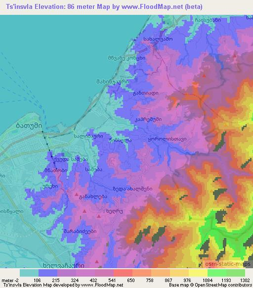Ts'insvla,Georgia Elevation Map