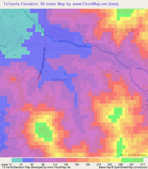 Ts'insvla,Georgia Elevation Map