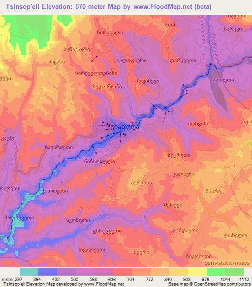 Tsinsop'eli,Georgia Elevation Map