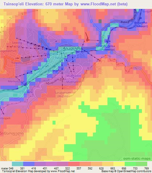 Tsinsop'eli,Georgia Elevation Map