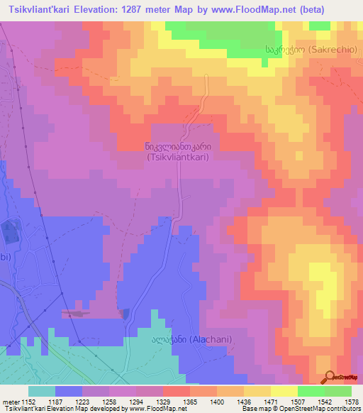 Tsikvliant'kari,Georgia Elevation Map