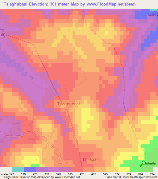 Tsiaghubani,Georgia Elevation Map