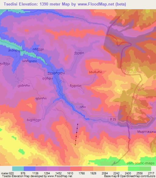 Tsedisi,Georgia Elevation Map