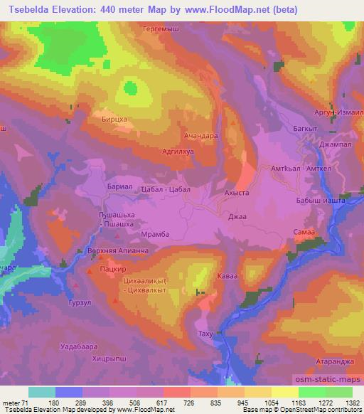 Tsebelda,Georgia Elevation Map