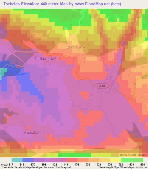 Tsebelda,Georgia Elevation Map