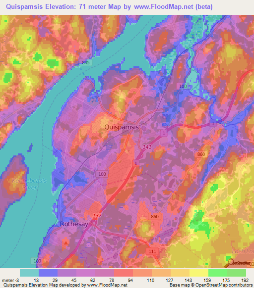 Quispamsis,Canada Elevation Map