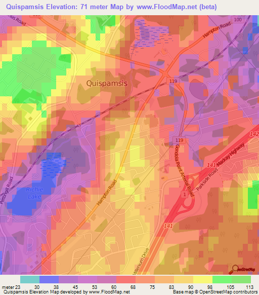 Quispamsis,Canada Elevation Map
