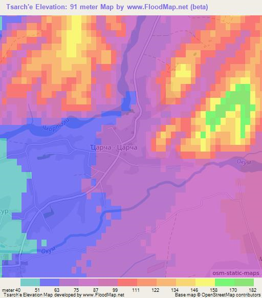Tsarch'e,Georgia Elevation Map