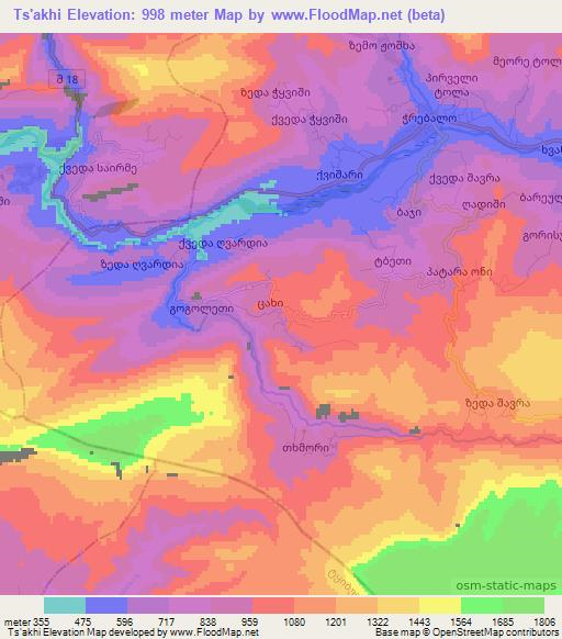 Ts'akhi,Georgia Elevation Map