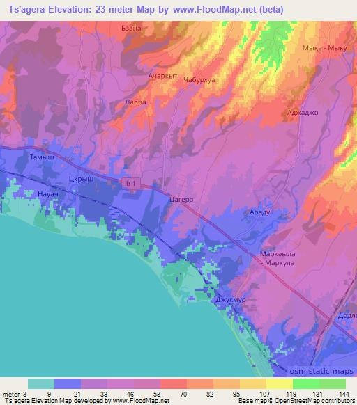 Ts'agera,Georgia Elevation Map